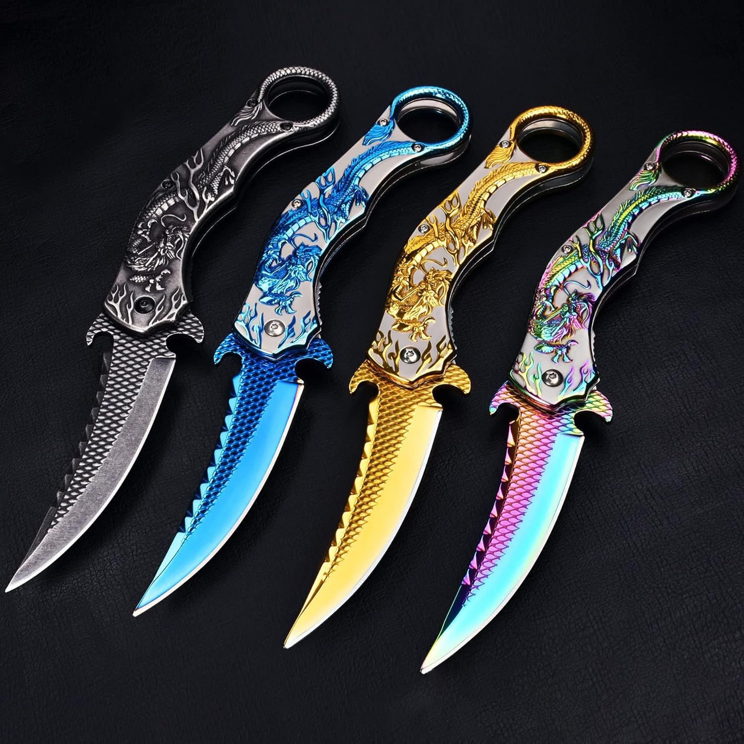 🐉 Dragon Folding Pocket Knife – Titanium-Plated Handle & Razor-Sharp Blade