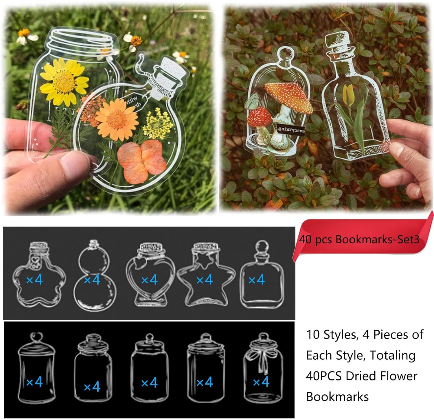 💥LAST DAY SALE 50% OFF💥Transparent Dried Flower Bookmarks⚡BUY 2 GET 1 FREE