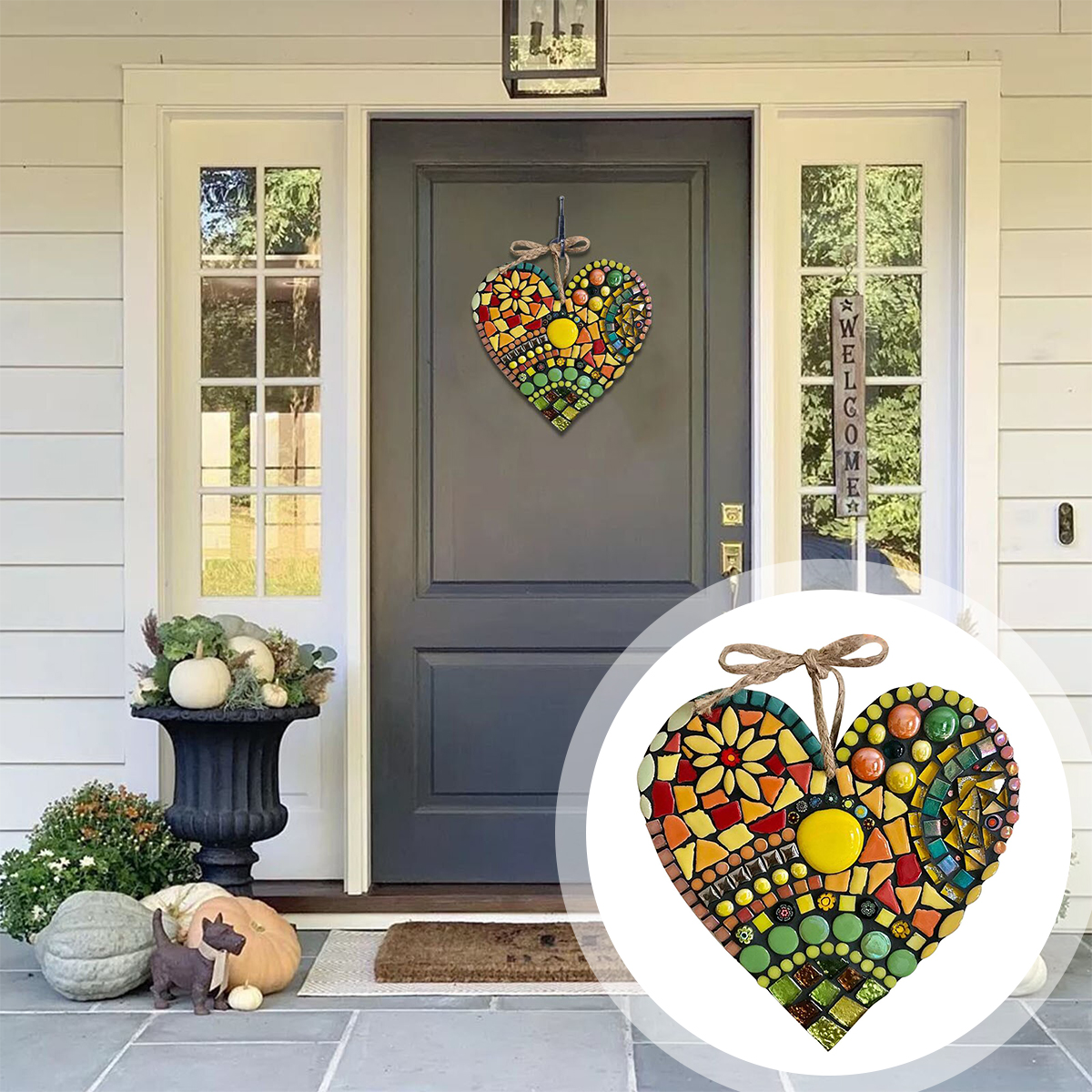 🔥Handmade Large garden mosaic heart🔥Buy 2 Get Free shipping