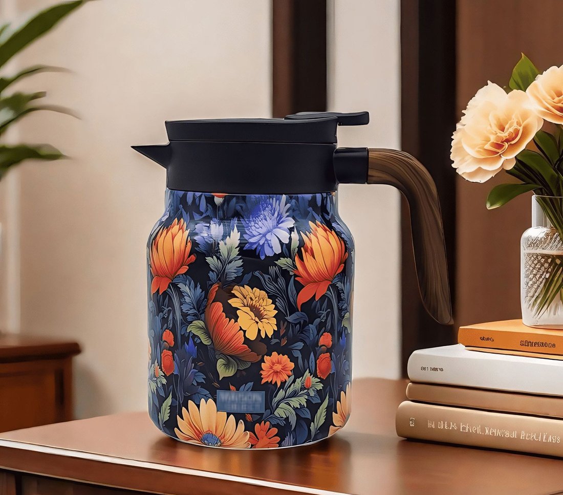🔥Letzter Tag 49 % Rabatt✨Vintage-Blumenmustertassen-Thermoskanne – Eingebauter Infuser