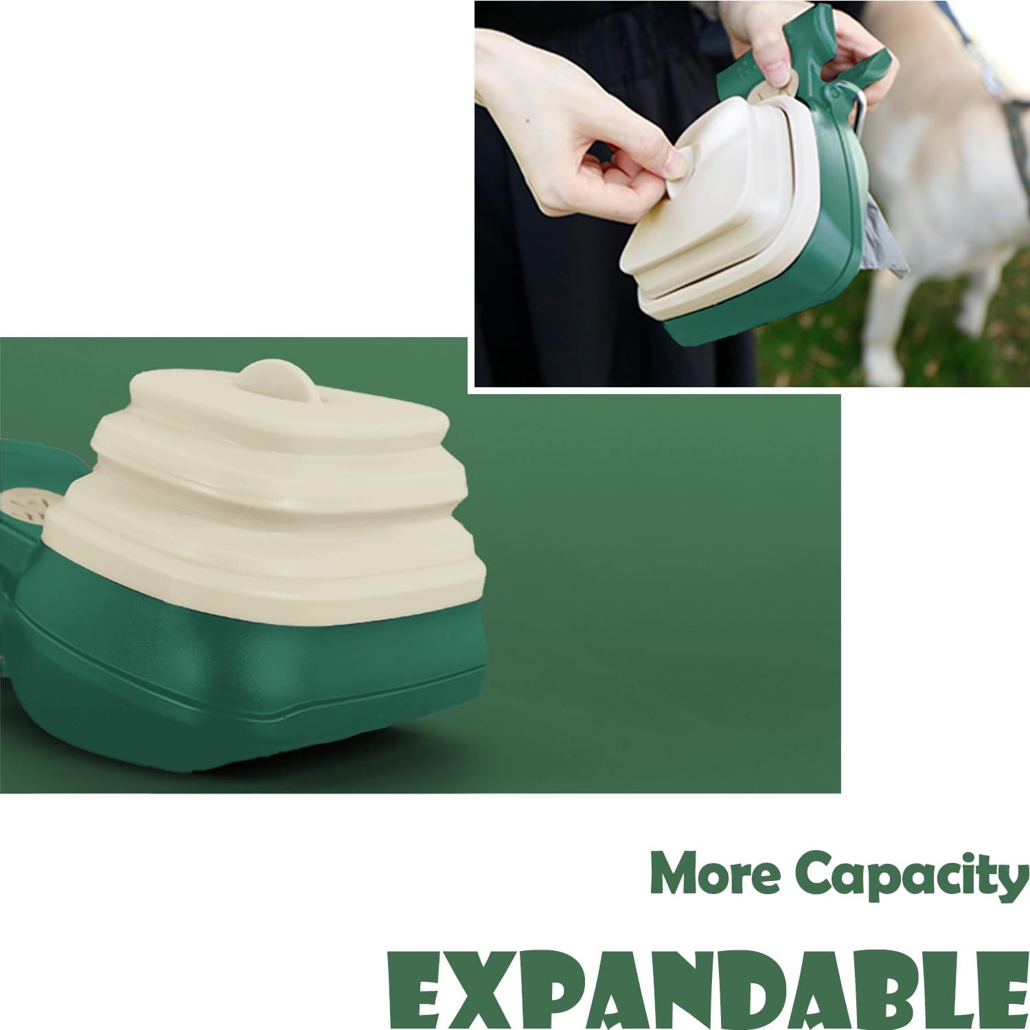 Pooper Scooper, Portable and Handheld Size for Walking Large and Small Dogs Outside Yard or Travel Outdoors, Pup Poop Scoop with Container and 30pcs Pet Waste Bag Attachment