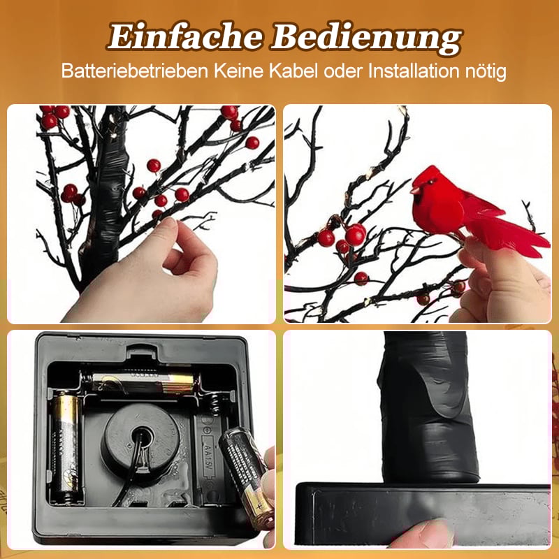🔥Letzter Tag 49% Rabatt🌟Vintage-LED-Kardinalbaum mit Beeren
