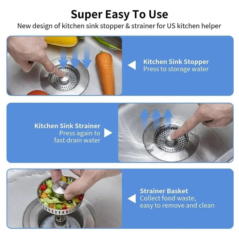 🔥Last Day 50% OFF 🔥3 in 1 Kitchen Sink Drain Strainer Kitchen Gadgets