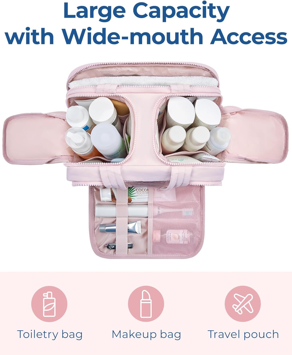 🔥Last Day Promotion 70% OFF🔥Large Capacity Wide-Open Travel Cosmetic Bag⚡BUY 2 FREE SHIPPING