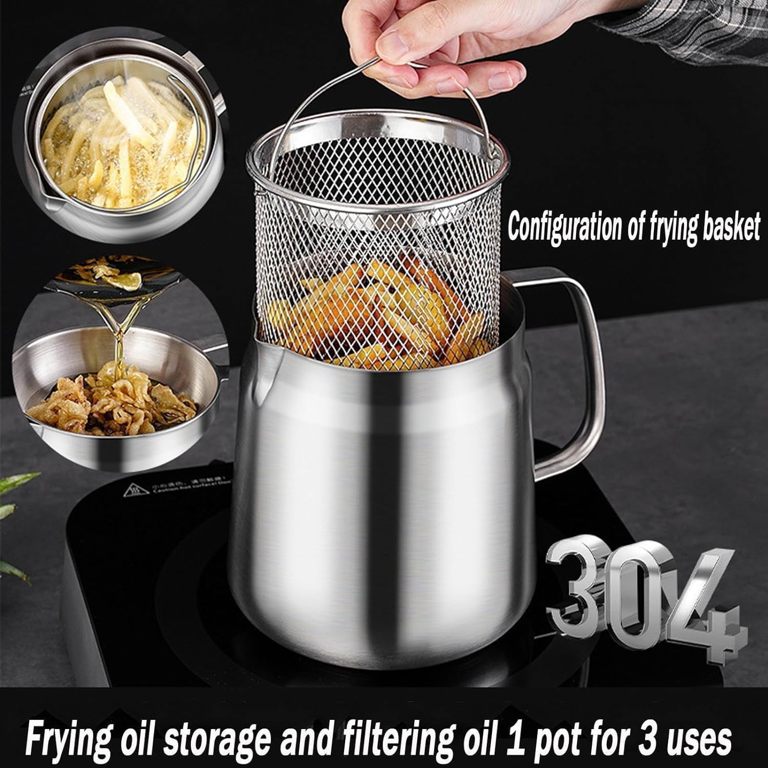 🎁TikTok Last Day Sale - 70% OFF🎉2-in-1 304 Stainless Steel Multifunctional Oil Strainer Pot