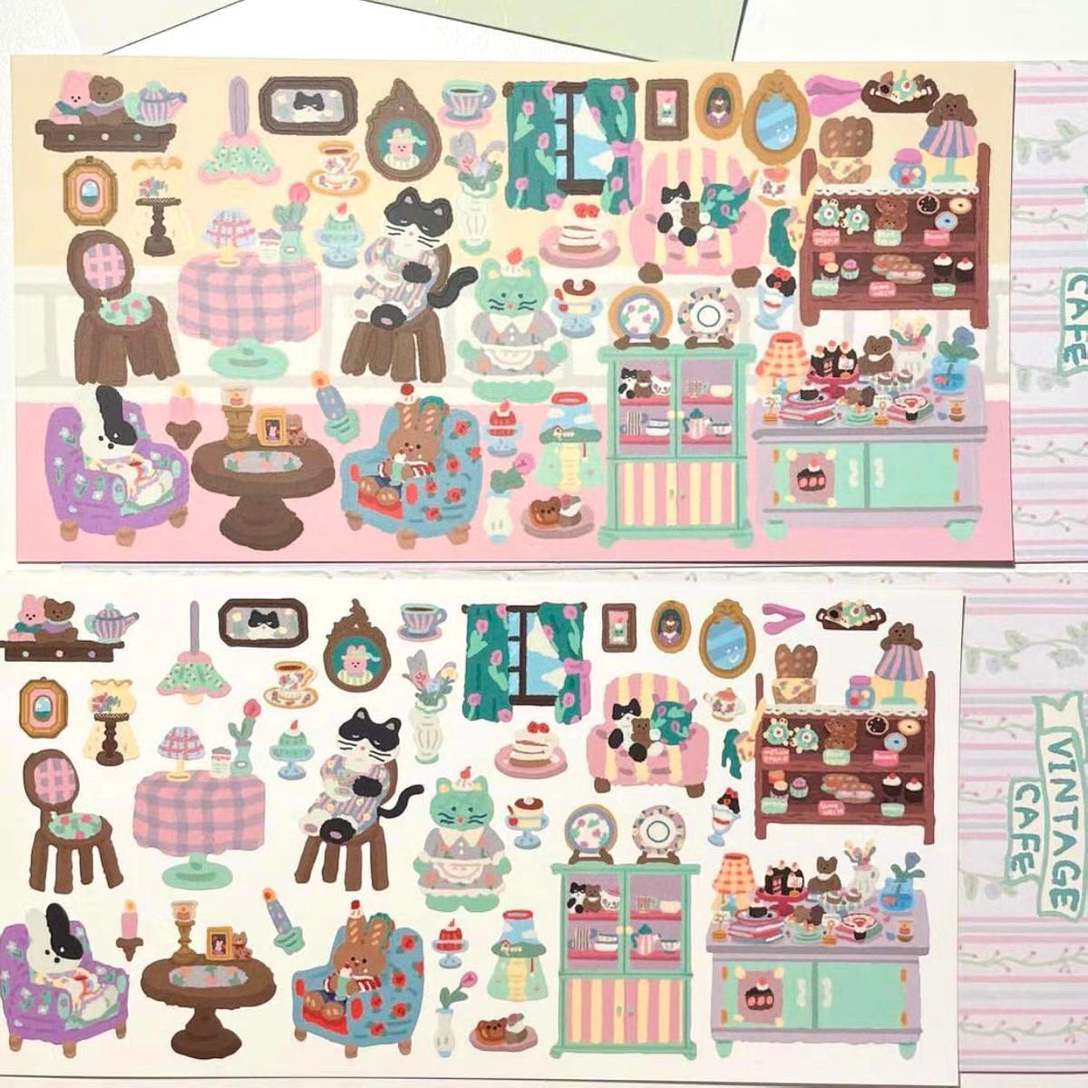 Stickers Scenes! DIY Vintage Cafe|Toy Store|Restaurant|Rabbit Kindergarten