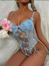 Spring Flowers Embroidered Mesh Teddy