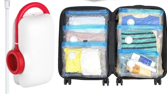 🔥6er-Pack leichte Reisetaschen mit elektrischer Pumpe 🔥 Kompakte Vakuum-Aufbewahrungsbeutel für Kleidung
