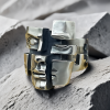 Split-Persona Mask Silver Ring