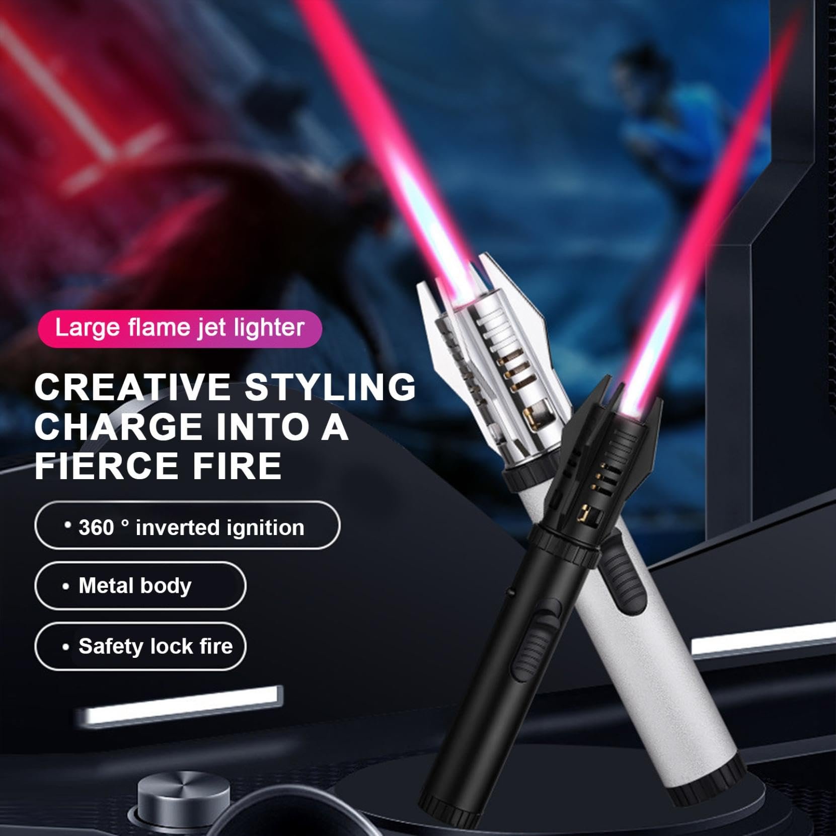 🔥Last Day Promotion 48% OFF-🔥- 360° Windproof Lightsaber Torch Flame Lighter