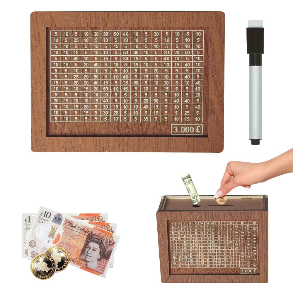 Cash Vault Wooden Savings Box