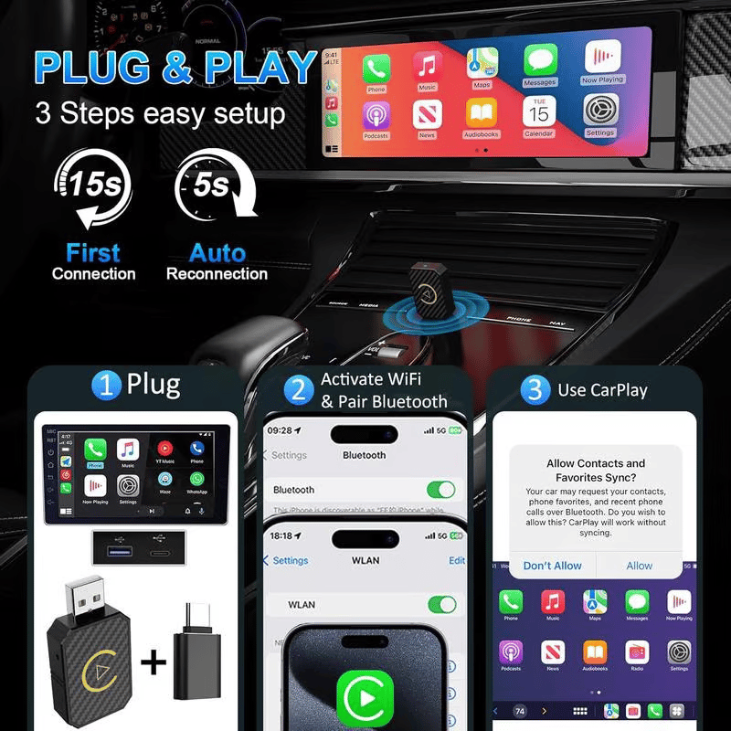 🎁TikTok Last Day Sale - 70% OFF🔥Mini Wireless CarPlay Adapter