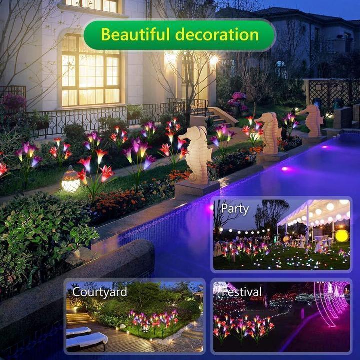 (❤️Mother's Day Flash Sale - 70% OFF) Spring Artificial Lily Solar Garden Stake Lights, Buy More Save More