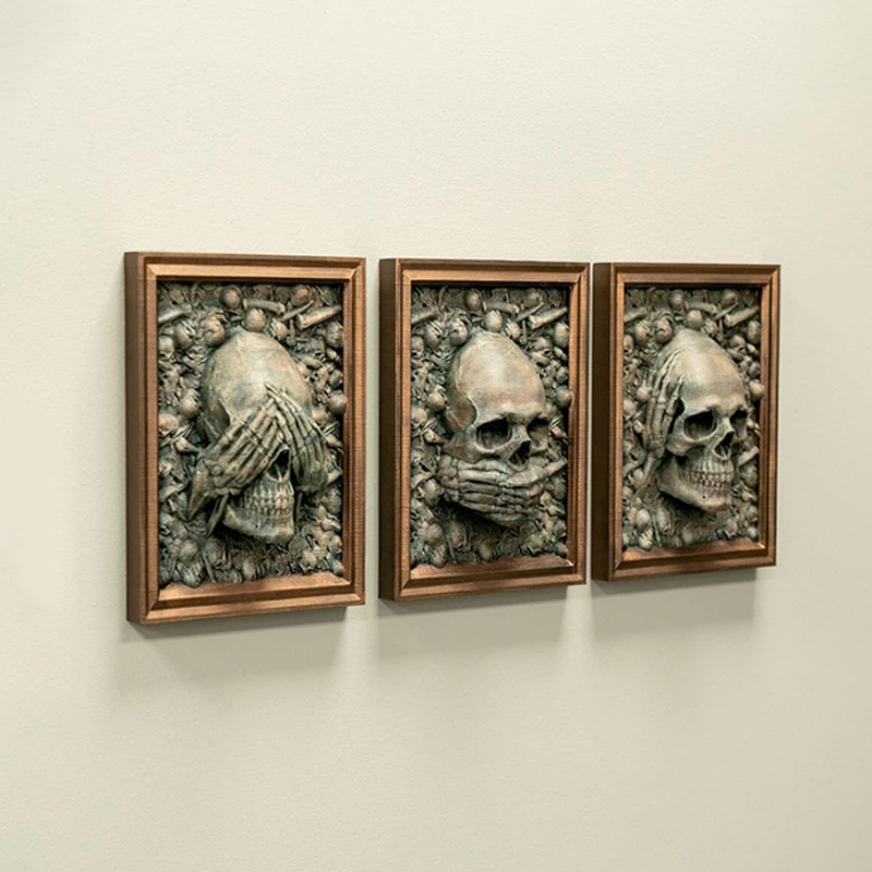 ☠ 3D Three Wise Skulls Picture Frame Decor