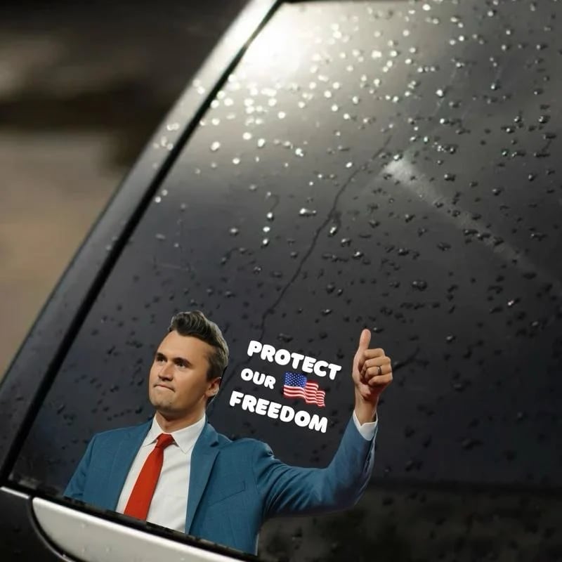 Charlie Kirk Sticker💙 - Protect Our Freedom with American Flag Design