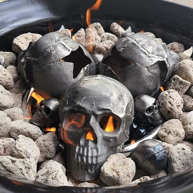 🎃Halloween Hot Sale🔥Ceramic Fireproof Fire Pit Skull💀