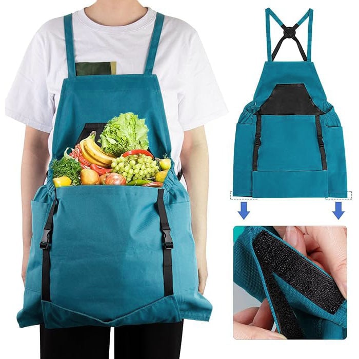 🌻Gartenschürze mit gekreuztem Rücken und tiefen Känguru-Taschen