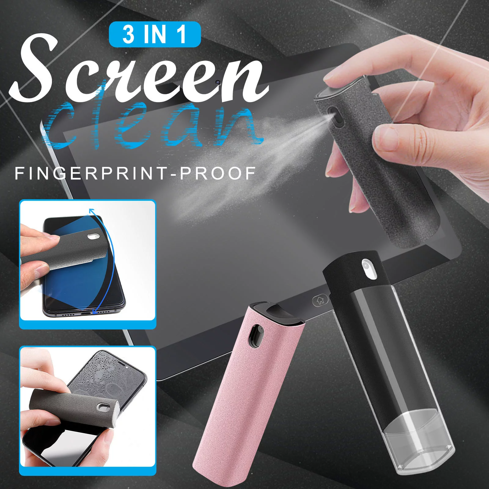 (🎄Early Christmas Sale-49% OFF) 3 In 1 Screen Cleaner Spray - Buy 2 Get 1 Free Now!