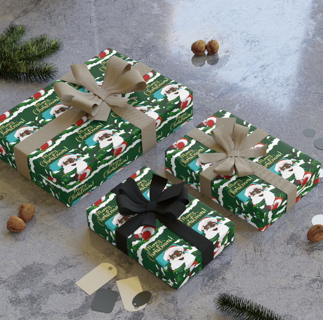 🔥This Week's Special Offer 50% OFF🎅🏾🤶🏾Home for the Holidays Black Santa Wrapping paper