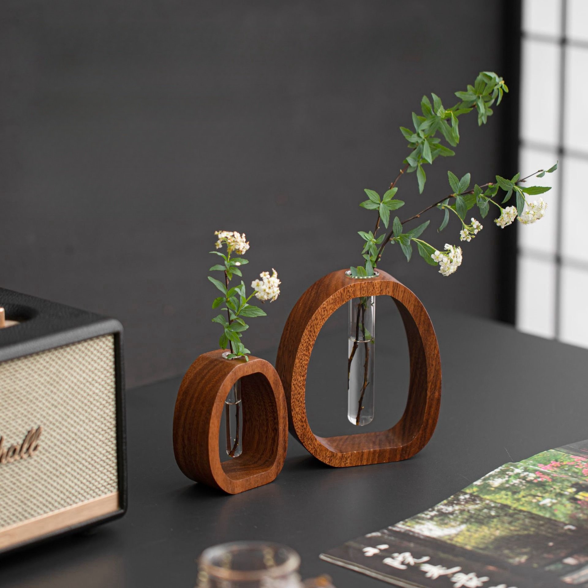 🌿✨Solid Wood Glass Vase