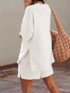 🔥Women's Casual Solid Color Suit with Slit Top and Shorts