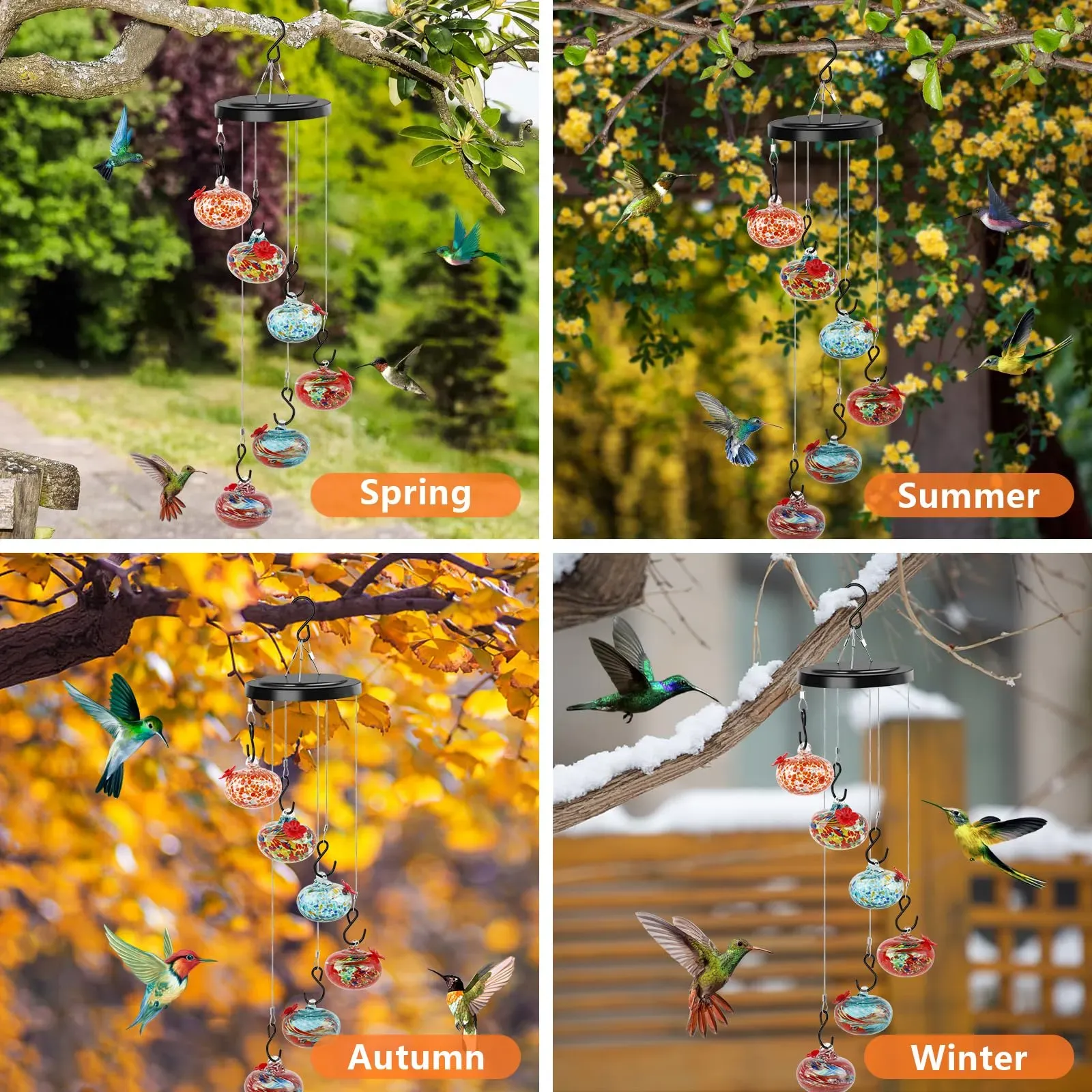 (🔥LAST DAY HOT SALE 59% OFF)-CHARMING WIND CHIMES HUMMINGBIRD FEEDERS GARDEN DECOR