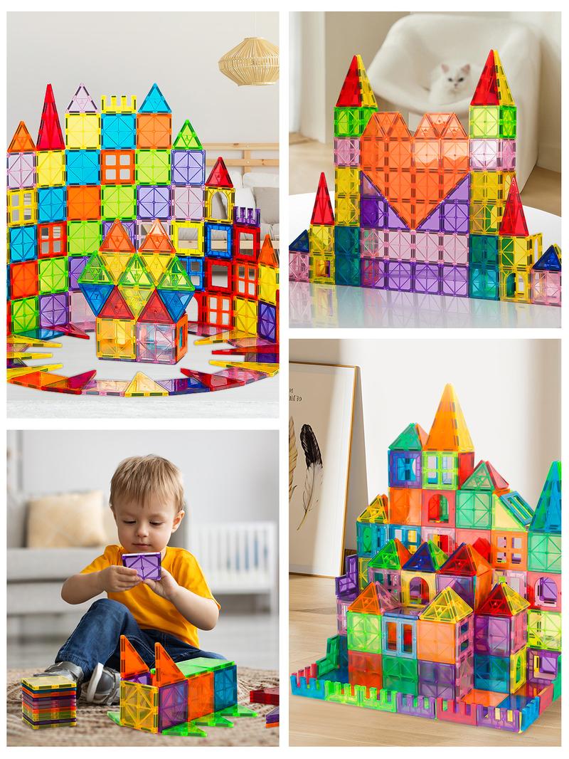 🔥LAST DAY SALE 49% OFF-100PCS Magnetic Tiles Set with 2 Cars, Magnetic Building Tiles