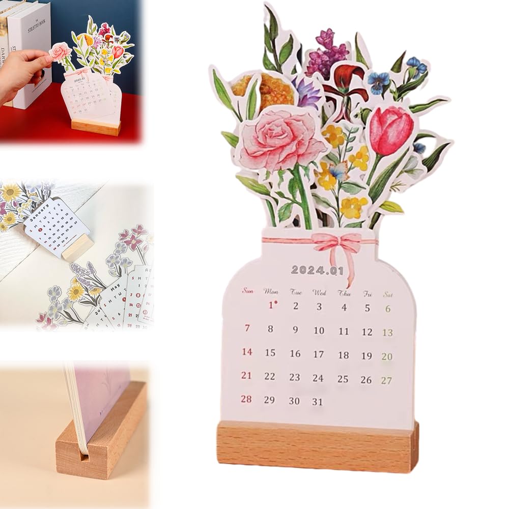 (🌲Early Christmas Sale- 50% OFF) 2024 Bloomy Flowers Desk Calendar