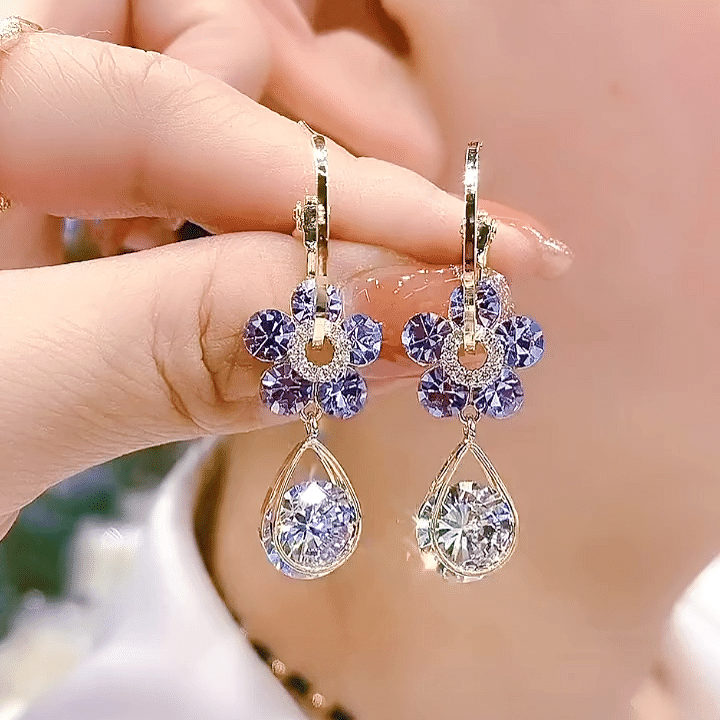 (⏰LAST DAY SALE--49% OFF)Fashion Flower Crystal Earrings-Buy 2 Get 1 Free Today