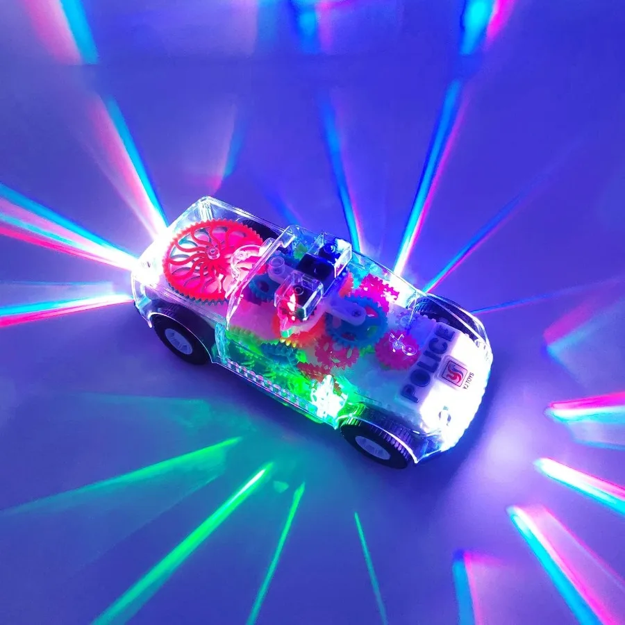 🔥Last Day Promotion 70% OFF🔥Light Up Transparent Gears Police Car Toy