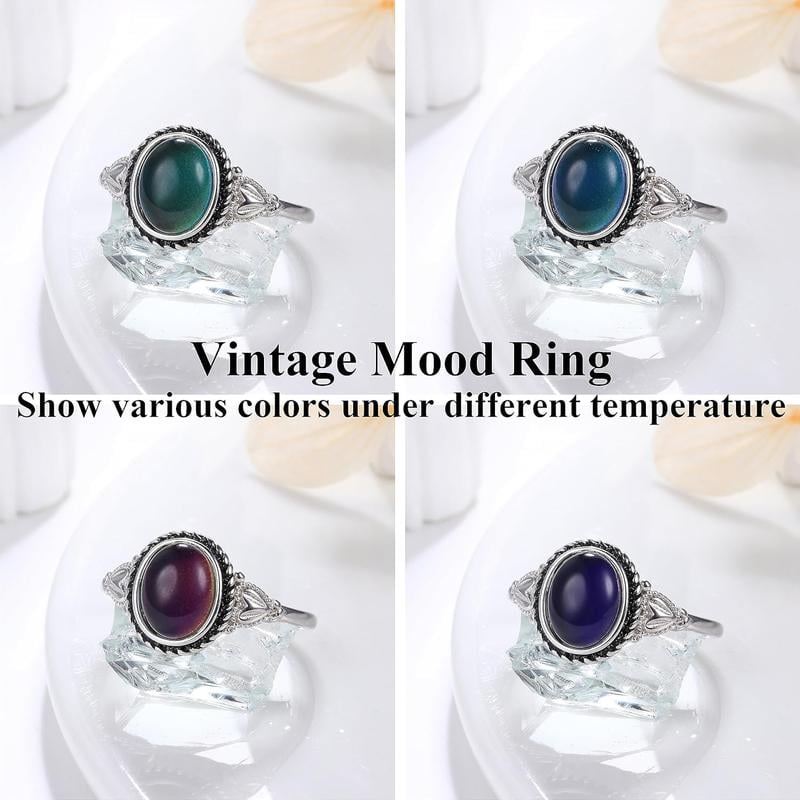 Exquisite 925 Sterling Silver Mood Rings Moonstone for Women