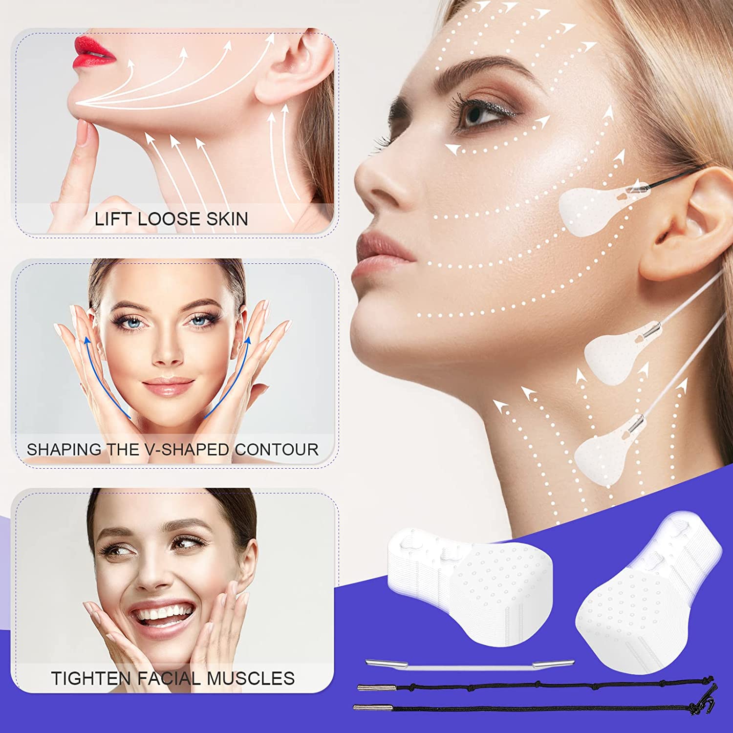 Last Day Promotion 70% OFF - 🔥New Ultra Invisible Waterproof Face Lift Stickers Complete Kit