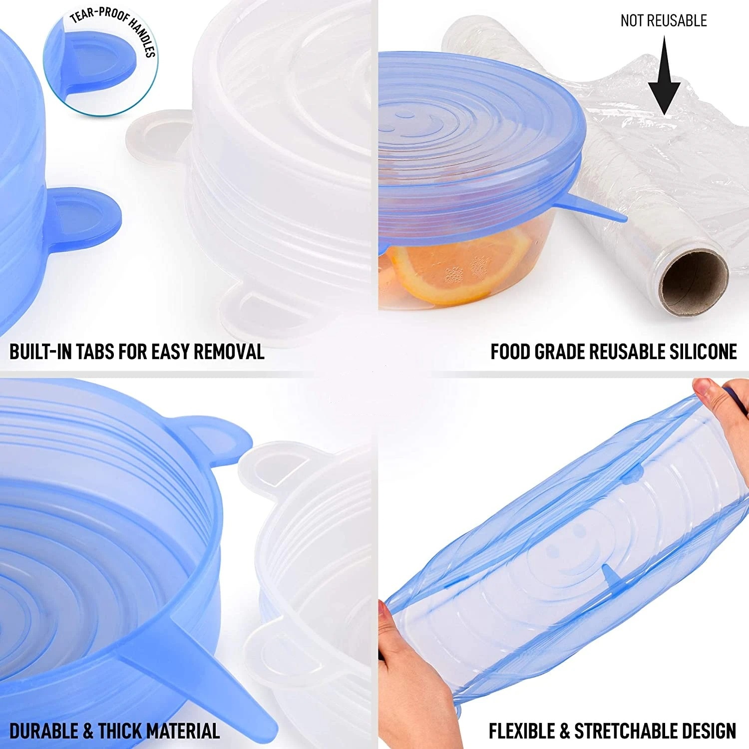 (New Year's Pre-Sale-Save 50% Off)🔥 Kitchen Reusable Silicone Stretch Lids (6 Piece Set)