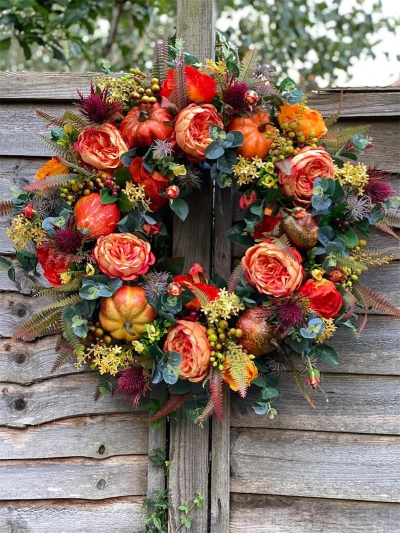 🍁🎁Year-Round Peony and Pumpkin Wreath – 🎃🎄Fall, Halloween & Christmas🔥Buy 3 (⏰13 in stock) (🔥90.6% will buy, save $15-20) (Today only)