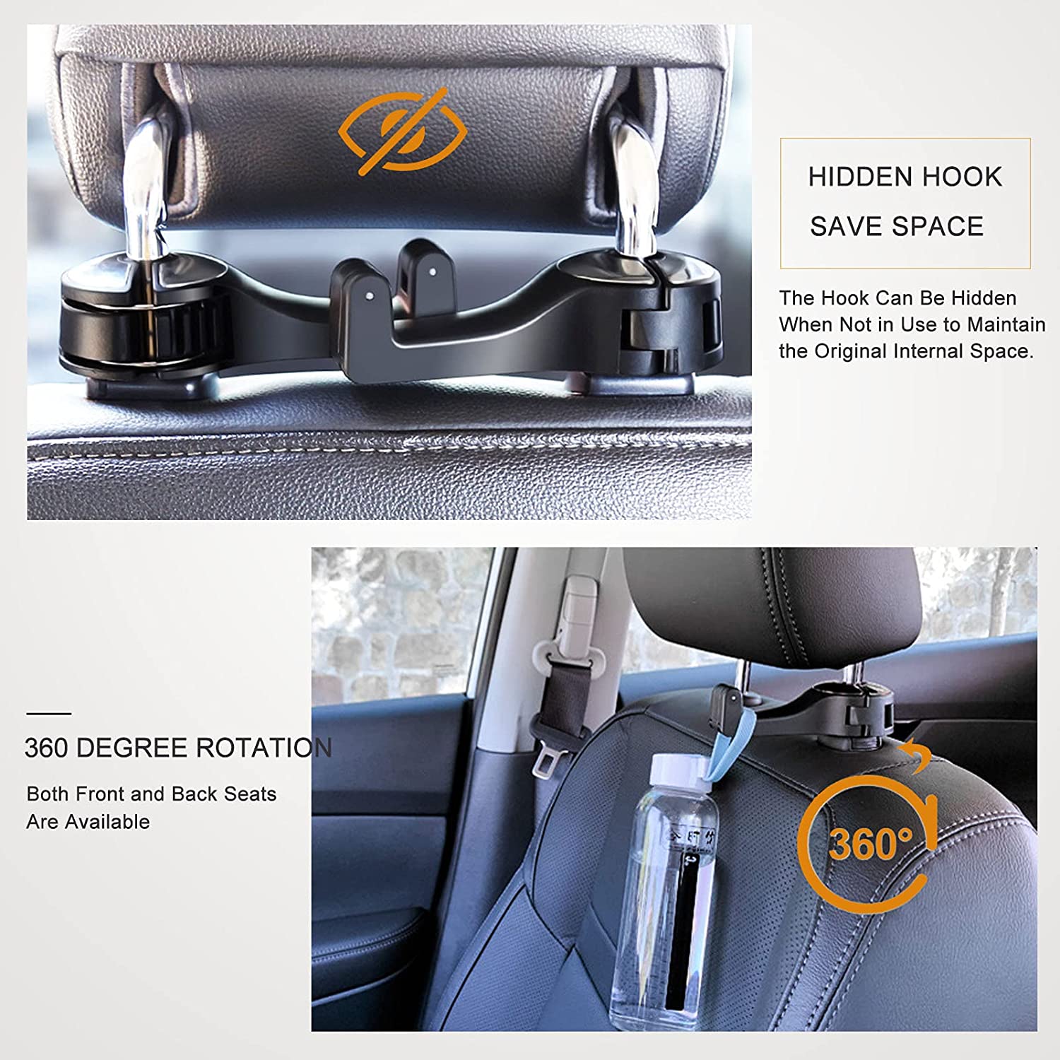 🔥Last Day Promotion - 64% OFF🔥2 in 1 Car Headrest Hidden Hook(🌈🌈BUY MORE SAVE MORE)