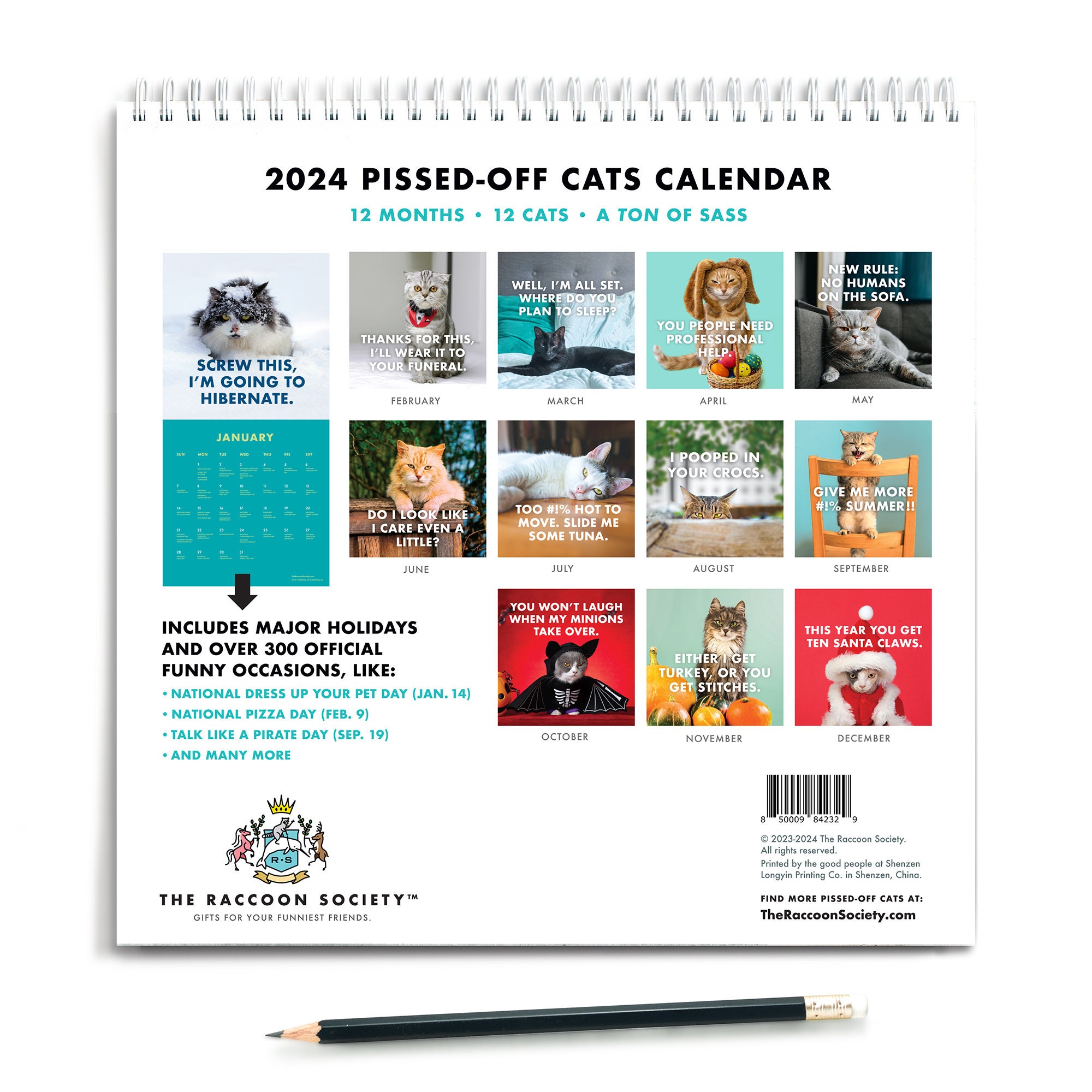 🎁Christmas Sale 50% OFF-2024 Pissed-Off Cats Calendar - Ferociously Funny