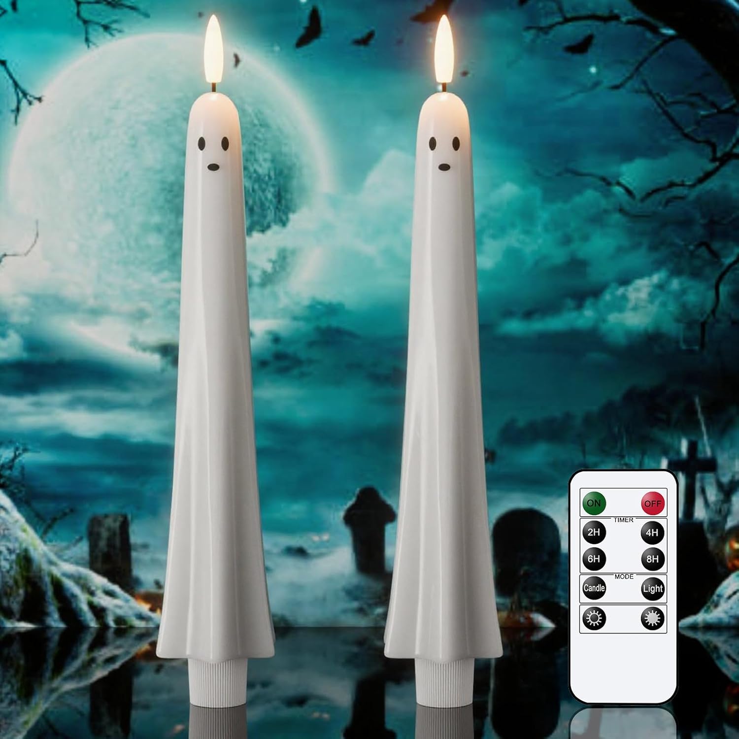🔥Last Day Promotion 50% OFF🔥Ghost Flameless Taper Candles with Remote