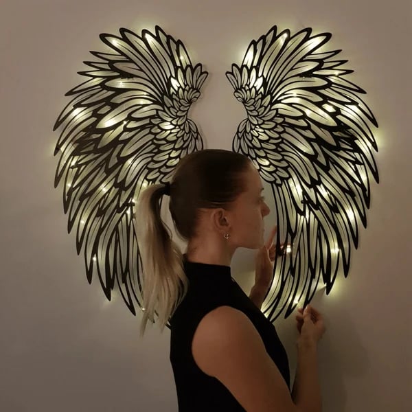 1 PAIR ANGEL WINGS METAL WALL ART WITH LED LIGHTS-🎁GIFT TO HER