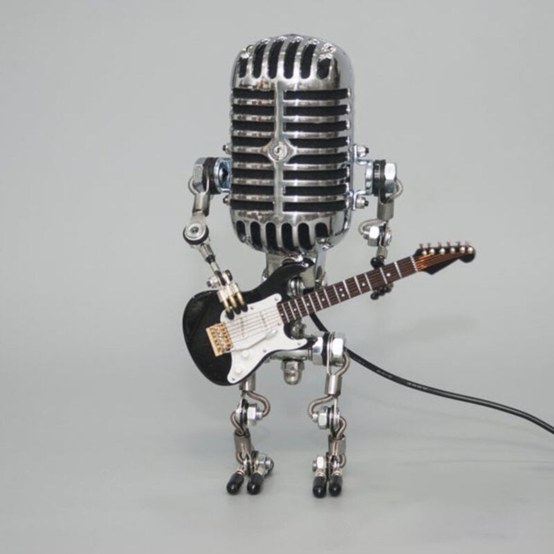 🔥Handmade Vintage Metal Microphone Robot Desk Lamp🎸