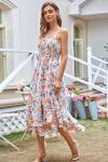 GRACE KARIN Women's 2024 Summer Floral Boho Dress Square Neck Strapped Swing A Line Beach Long Maxi Dress