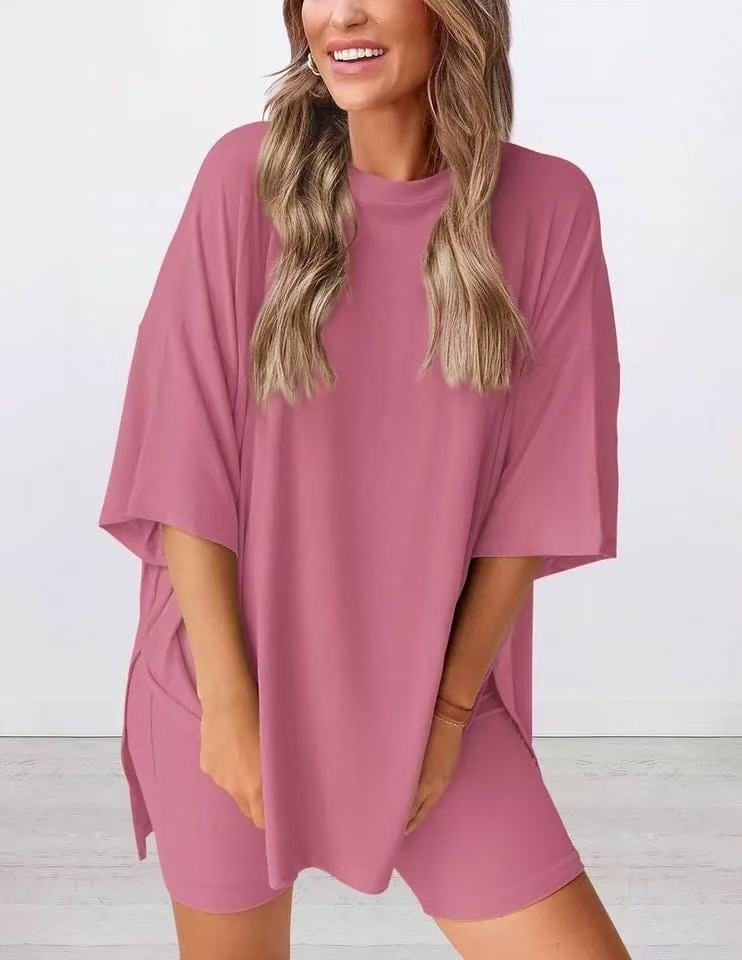 💝 2025 Sommer Casual Oversized Shirts Shorts Passendes zweiteiliges Lounge-Set für Frauen