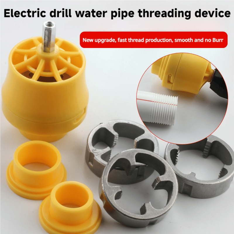 🔥New Year Promotion 48% OFF🔥Electric Drill Compatible PVC Pipe Threader Kit with Various Die Sizes