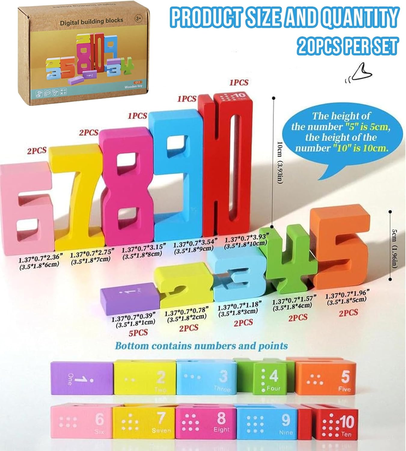 🥇Montessori-Inspired Wooden Number Building Blocks
