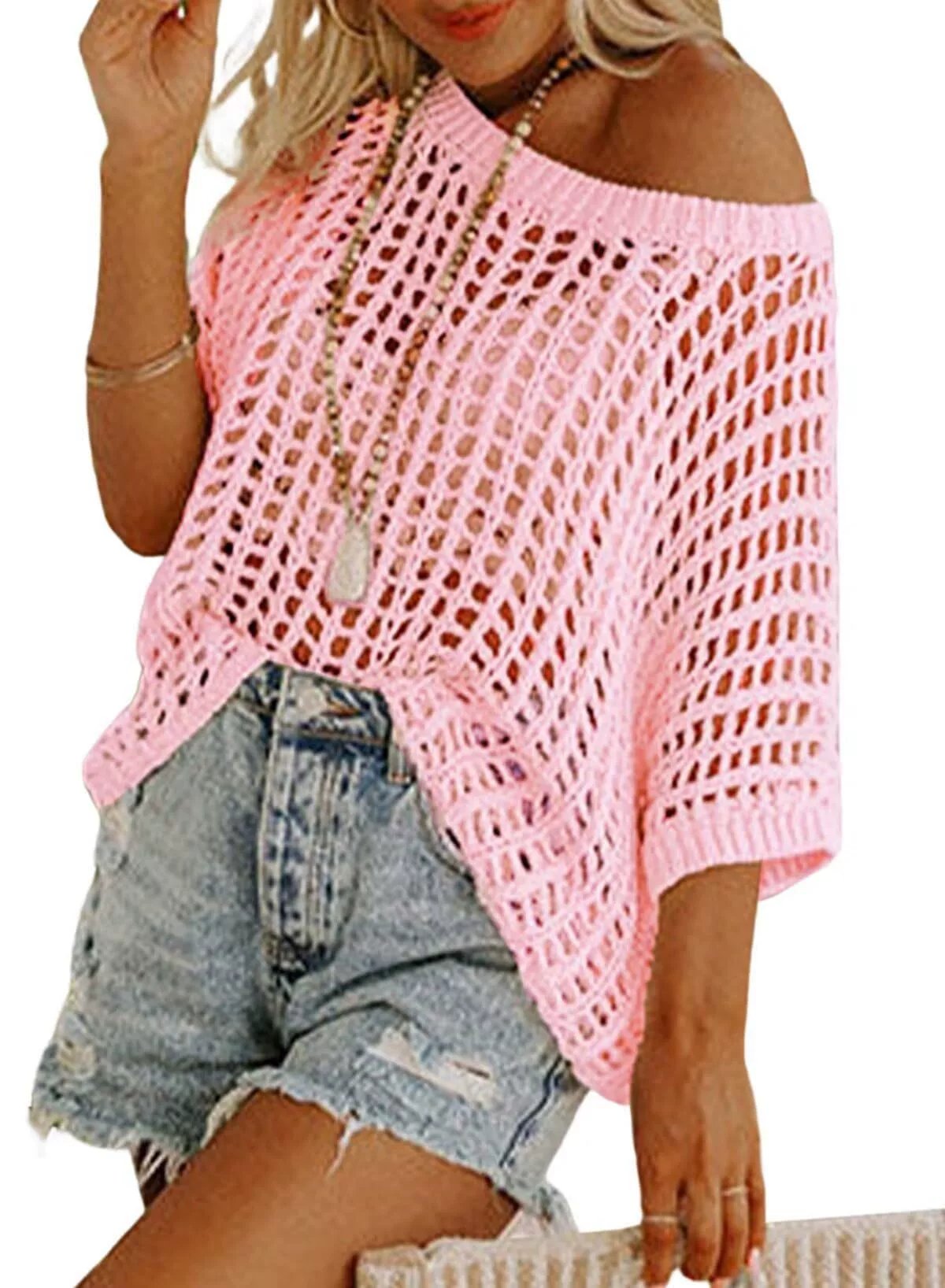 Letzter Tag 49 % Rabatt 🎁Damen Sommerpullover mit U-Ausschnitt und kurzen Ärmeln