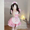 Cute Kitty Maid Apron Dress Set - Black/Pink Cosplay Costume PPF0347