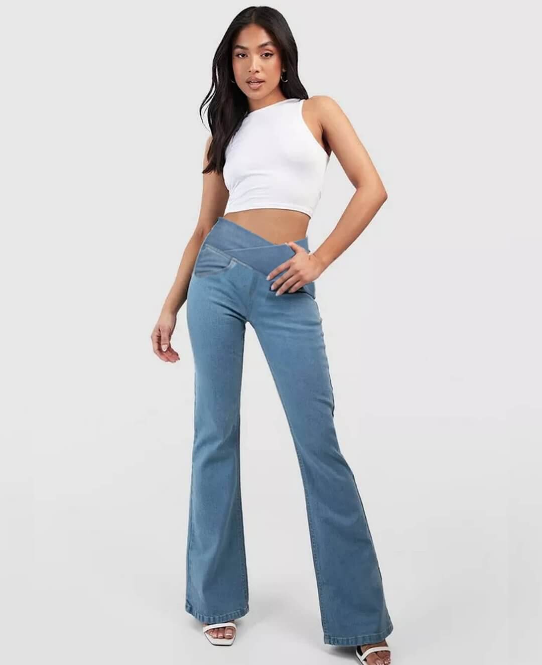 🔥Stretch-Jeans mit hoher Taille und Crossover