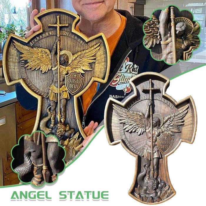 HOT SALE 🧖‍♀️Archangel Michael Natural Wood Carved Statue