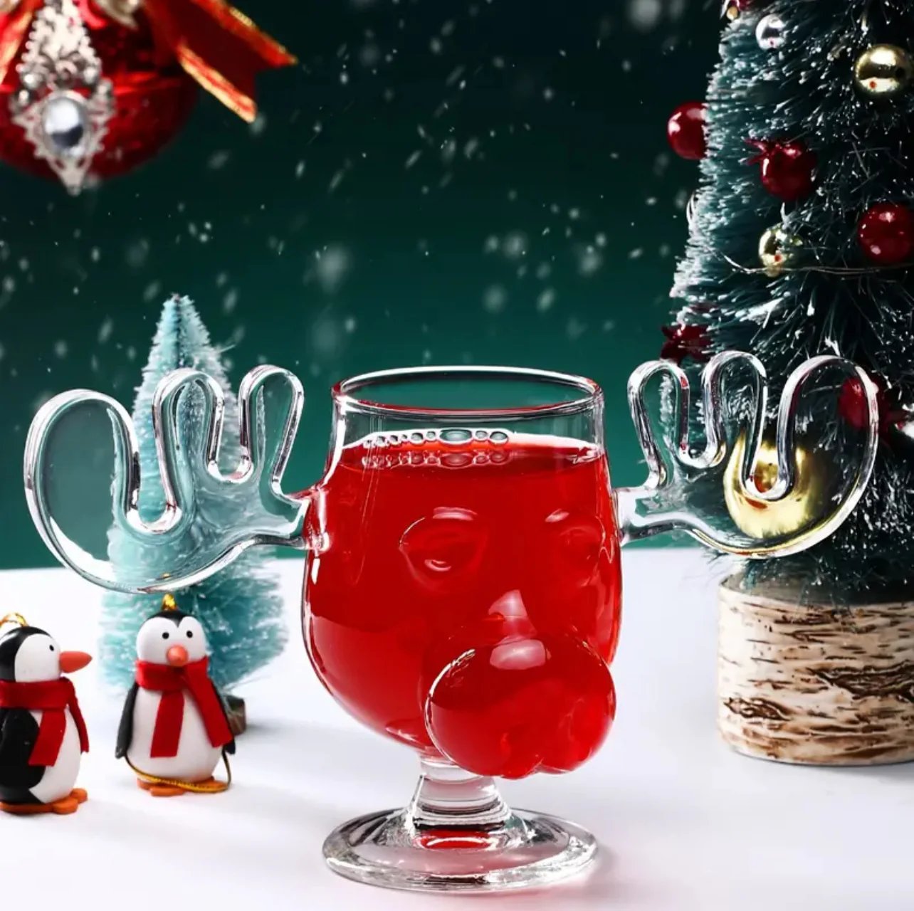 🎄Last Day Promotion 70% 🦌Glass Reindeer Mug⚡Buy 3 Get 1 Free