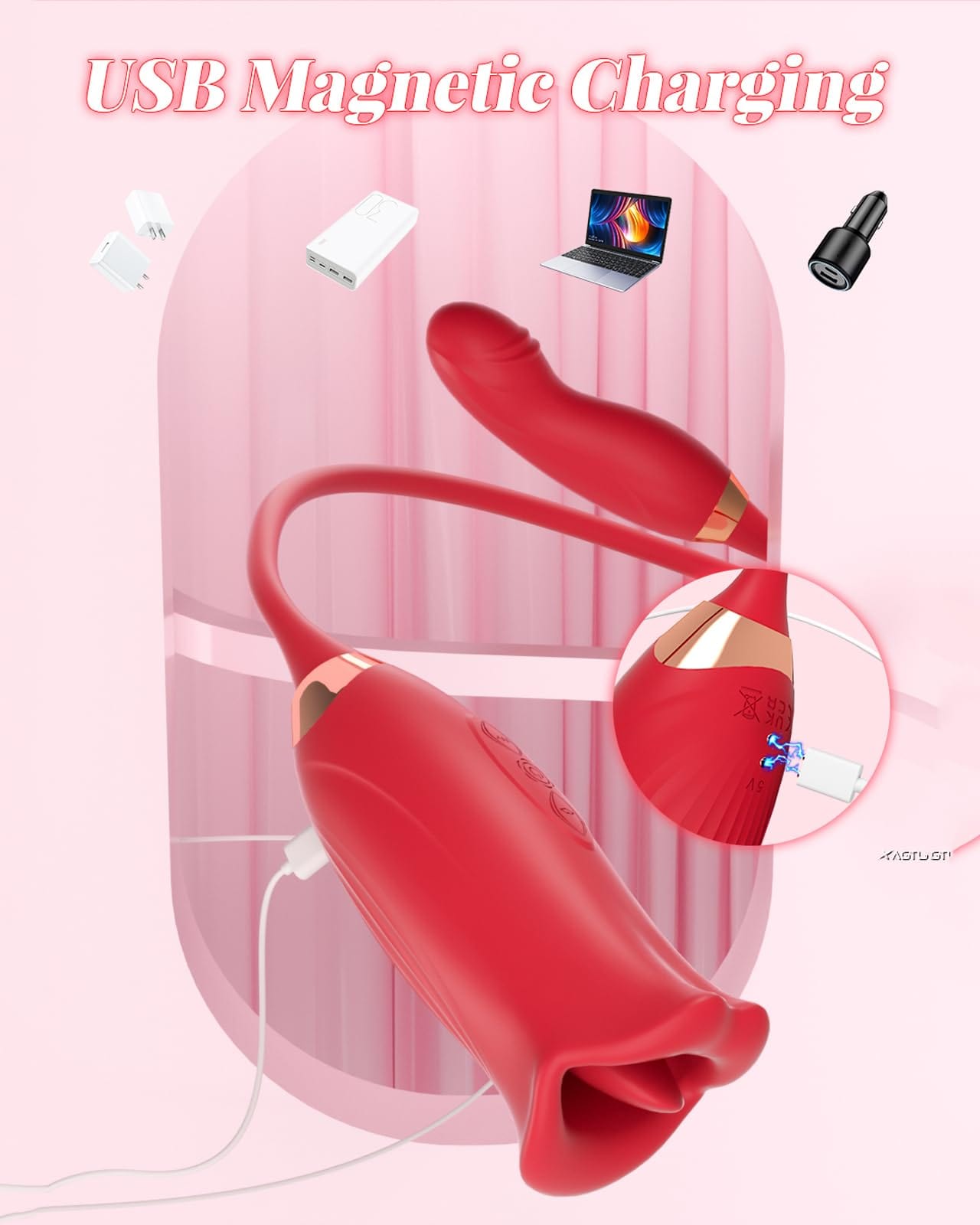 Rose Muncher Powerful Sucking Vibrator Dildo Women's Tongue Licking
