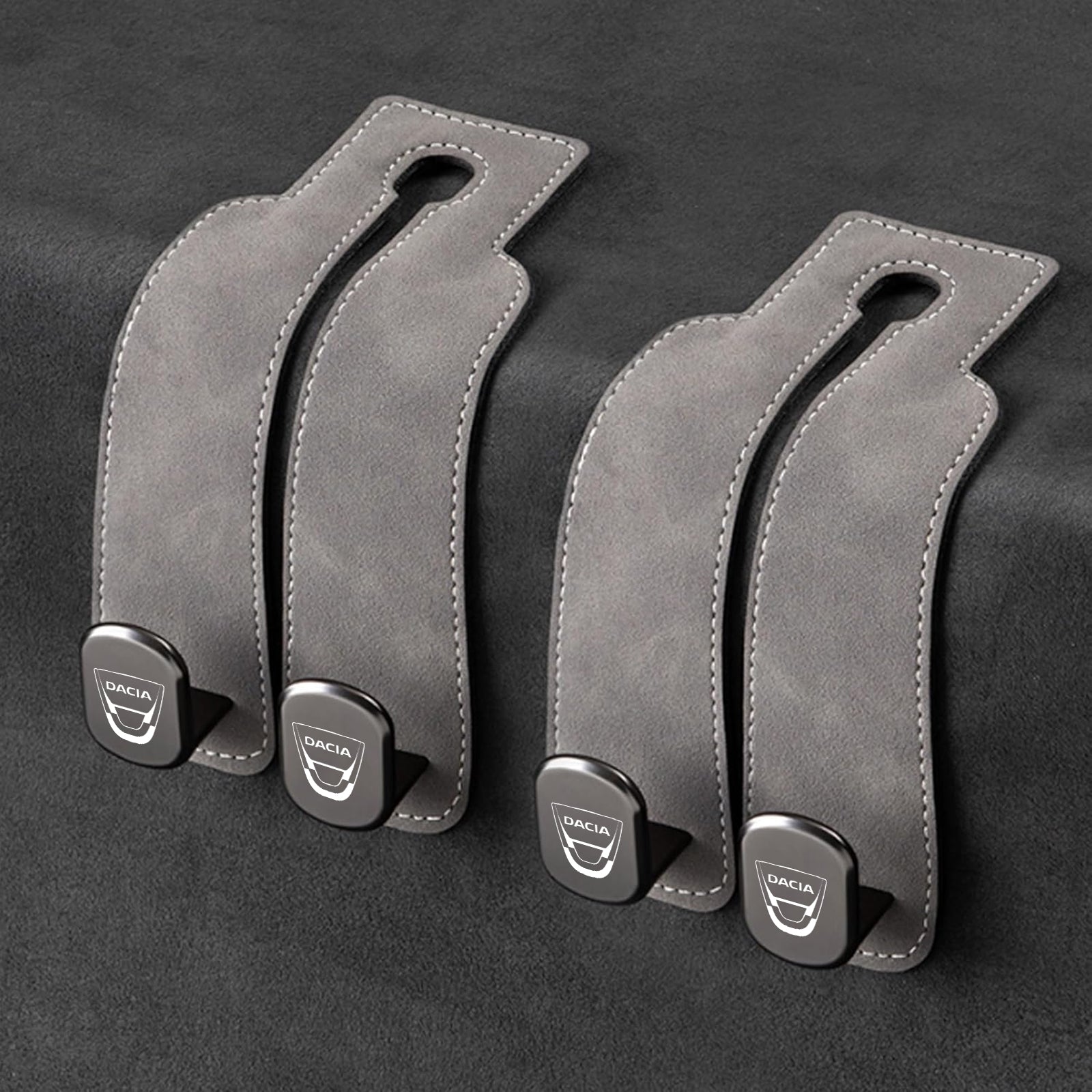TwinHook Leather Car Headrest Hangers